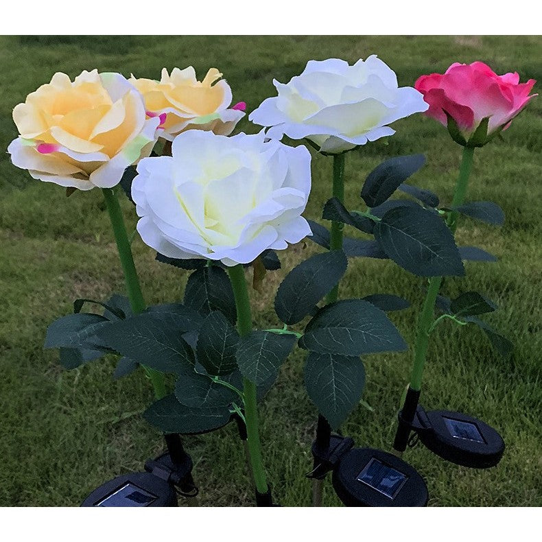 Lampa solara LED tip trandafir pentru grădină , înălțime 75cm