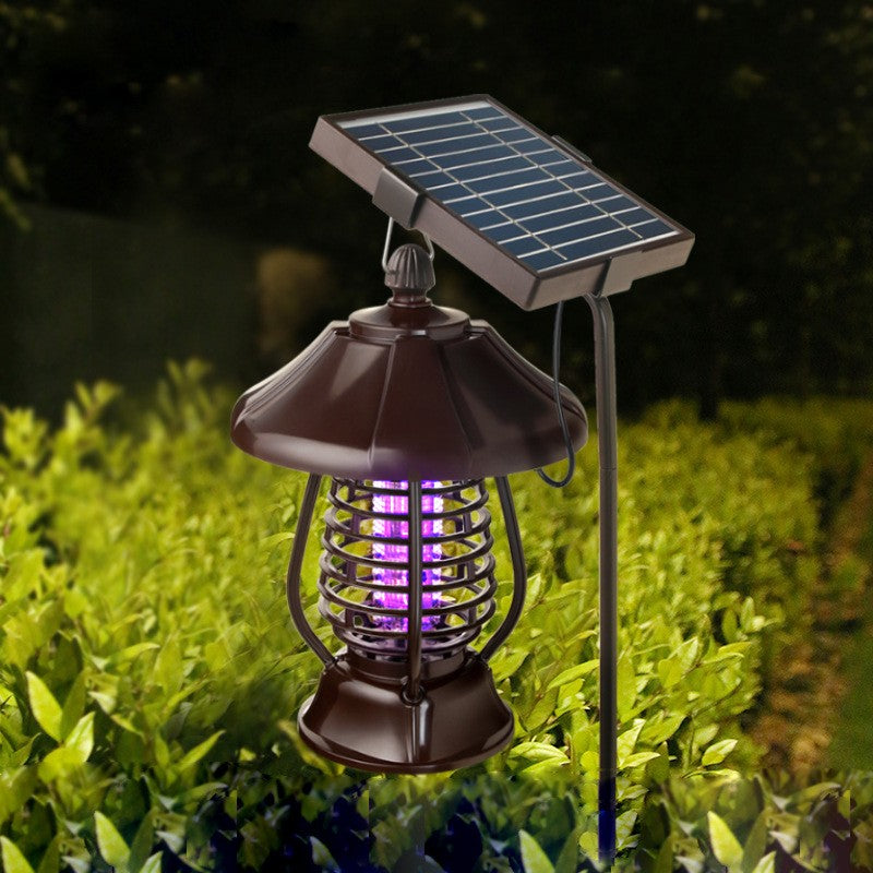 🌞 Lampa Solară Anti-Insecte MaisonElise, 2 Moduri, UV LED, Autonomie 8h, IP65, 5W, 30 x 19.5 cm, Maro, Protecție 380V Electric Shock