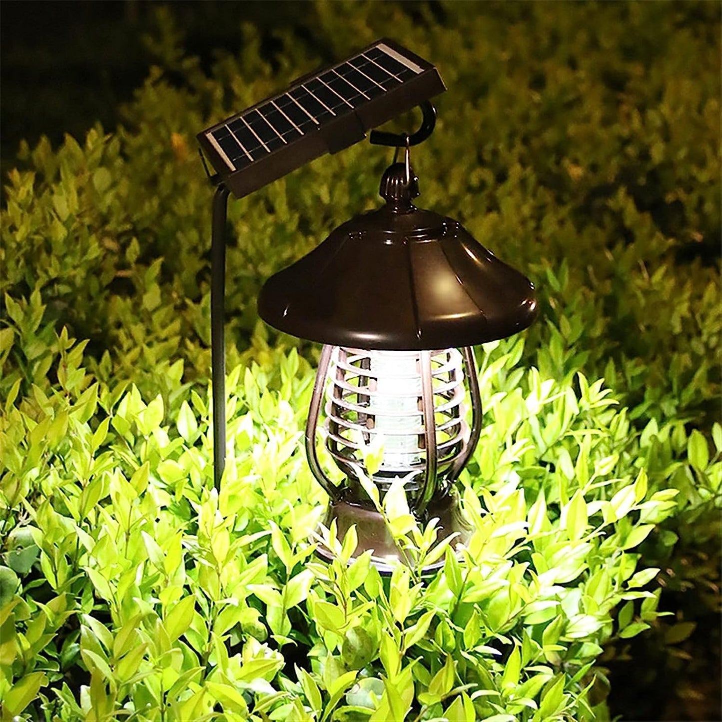 🌞 Lampa Solară Anti-Insecte MaisonElise, 2 Moduri, UV LED, Autonomie 8h, IP65, 5W, 30 x 19.5 cm, Maro, Protecție 380V Electric Shock