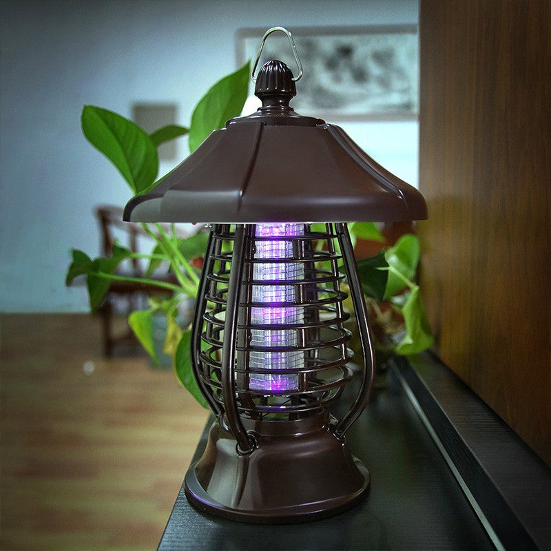 🌞 Lampa Solară Anti-Insecte MaisonElise, 2 Moduri, UV LED, Autonomie 8h, IP65, 5W, 30 x 19.5 cm, Maro, Protecție 380V Electric Shock