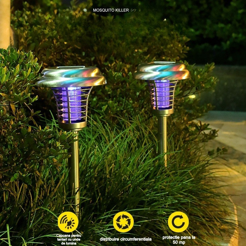 Lampa Solară Tip Torță MaisonElise, Anti-Insecte & Țânțari, LED UV, Exterior, IP65, ABS, 48 x 14 cm, Gri