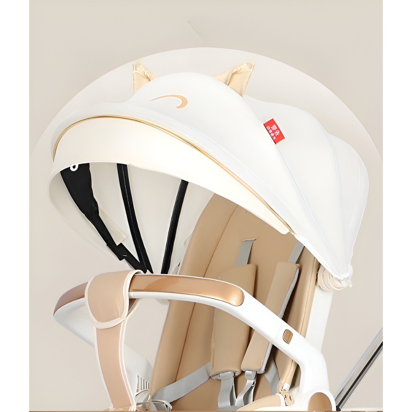 Cărucior sport 3in1, 6-36 luni , reversibil, pliabil, tăviță pentru masa, roti 360 si parasolar-Model Pisica-Alb