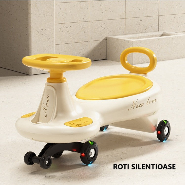 MASINUTA, 1-8 ANI, ROTIRE 360 GRADE, ANTI-RASTURNARE, ROTI SILENTIOASE, IMPINGERE, BLUETOOTH, 66 X 32 X 37 CM, Galben