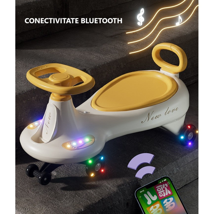 MASINUTA, 1-8 ANI, ROTIRE 360 GRADE, ANTI-RASTURNARE, ROTI SILENTIOASE, IMPINGERE, BLUETOOTH, 66 X 32 X 37 CM, Galben