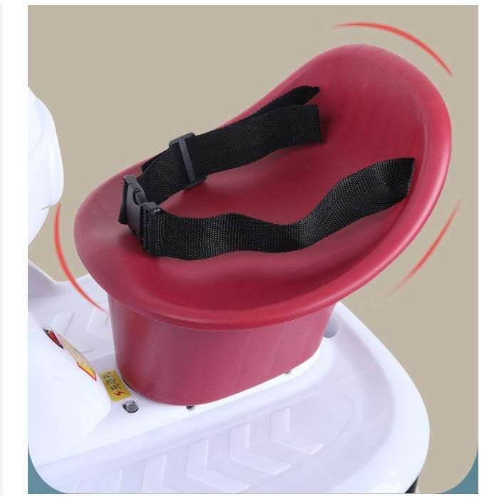Masinuta electrica cu telecomanda pentru copii, roti spate rotire 360, curea siguranta, lumini si sunete, self control si prin telecomanda, cu pedale de acceleratie si frana, visiniu