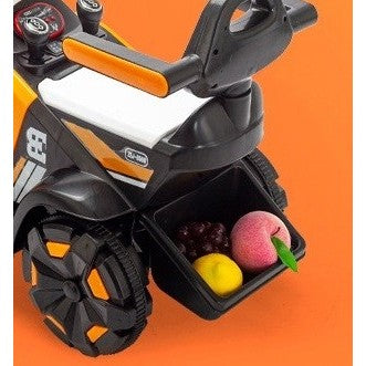 Masinuta Electrica, Tip Excavator, Brat Electric cu Maneta de Control, Spatar si Bare Laterale, Sistem Muzica si Lumini, 1-8 Ani, 72 x 36 x 50 cm, Portocaliu