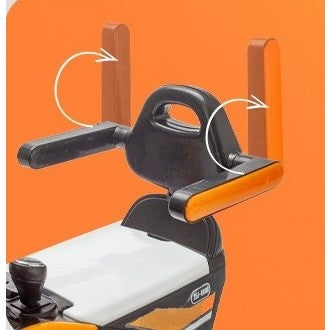Masinuta Electrica, Tip Excavator, Brat Electric cu Maneta de Control, Spatar si Bare Laterale, Sistem Muzica si Lumini, 1-8 Ani, 72 x 36 x 50 cm, Portocaliu