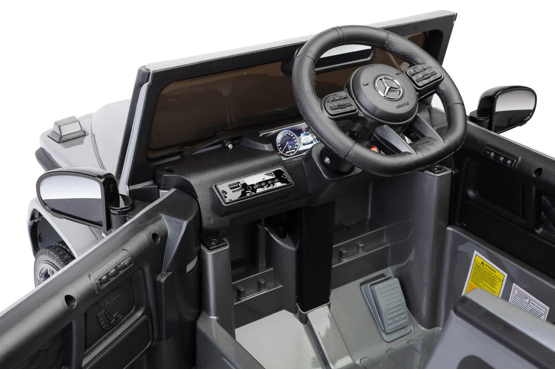 Masinuta Electrica Mercedes AMG G63, Pentru Copii 3-9 ani, Gri, Cu Telecomanda 12V