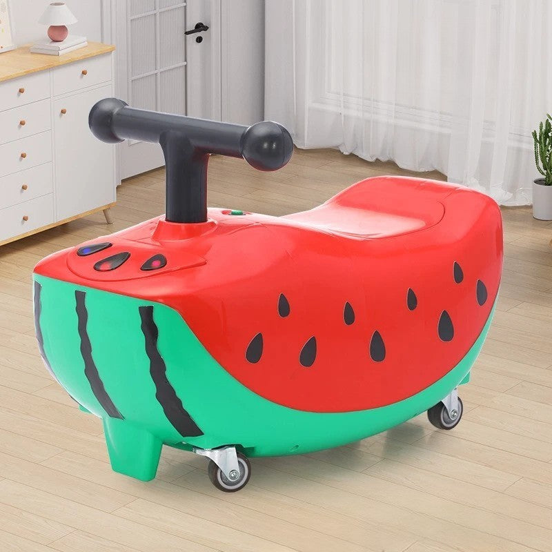 MASINUTA PENTRU COPII, MODEL PEPENE ROSU, 4 ROTI, ANTI-RASTURNARE, 1-3 ANI, IMPINGERE, ROSU/VERDE