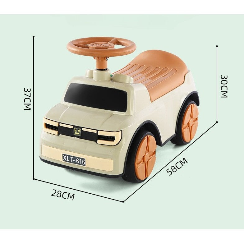 Mașinuța Ride-ON 1-6 ani 58x28x37cm Maro ,cu sistem anti-rasturnare, sistem de lumini si muzica , cutie de depozitare.