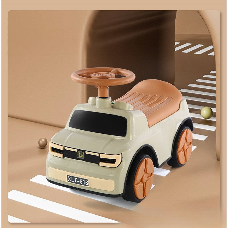 Mașinuța Ride-ON 1-6 ani 58x28x37cm Maro ,cu sistem anti-rasturnare, sistem de lumini si muzica , cutie de depozitare.