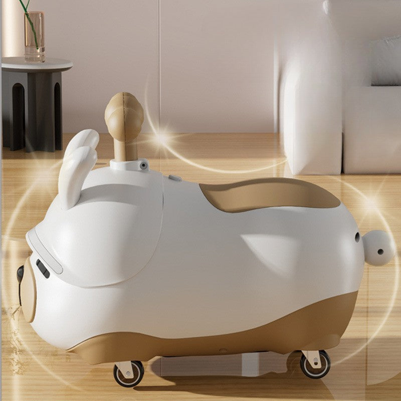 Masinuta Ride-On, Sistem Anti-Rasturnare, Sistem de Lumini si Sunet, Bluetooth, 1-3 Ani, Model Catel, 43 x 33 x 26 cm, Alb - Maro