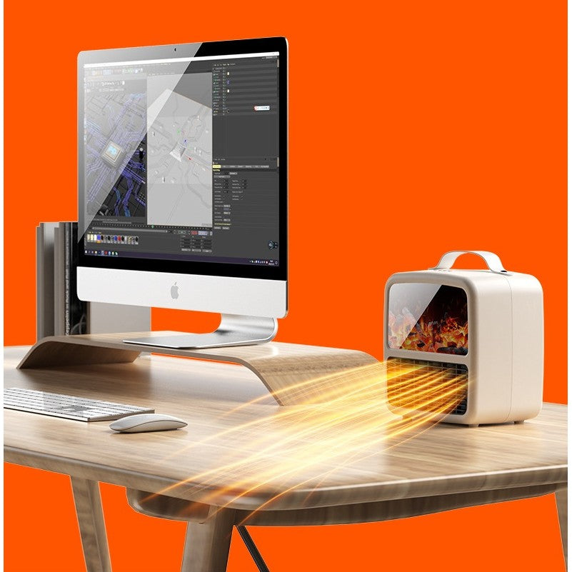 Mini Aerotermă Portabilă – Căldură Rapidă, Design Elegant cu Efect de Șemineu!