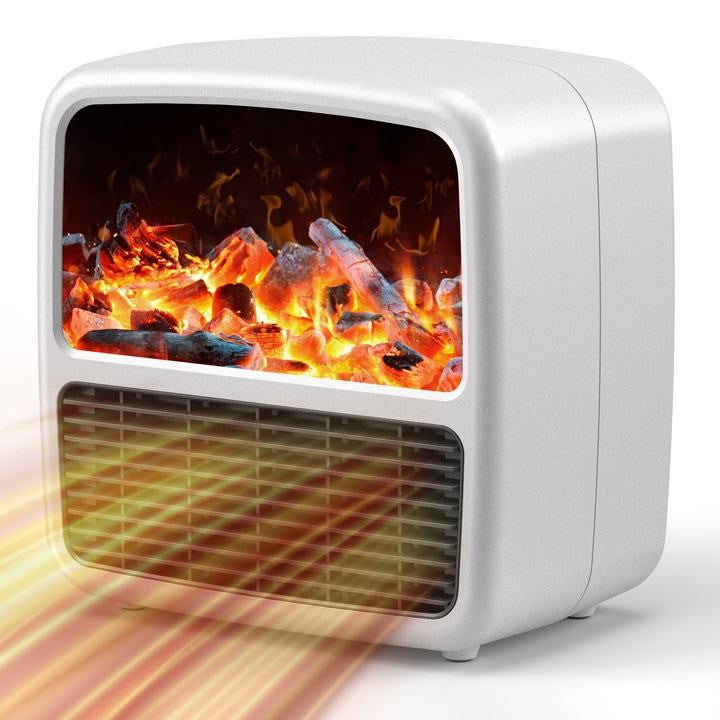Mini Aerotermă Portabilă – Căldură Rapidă, Design Elegant cu Efect de Șemineu!