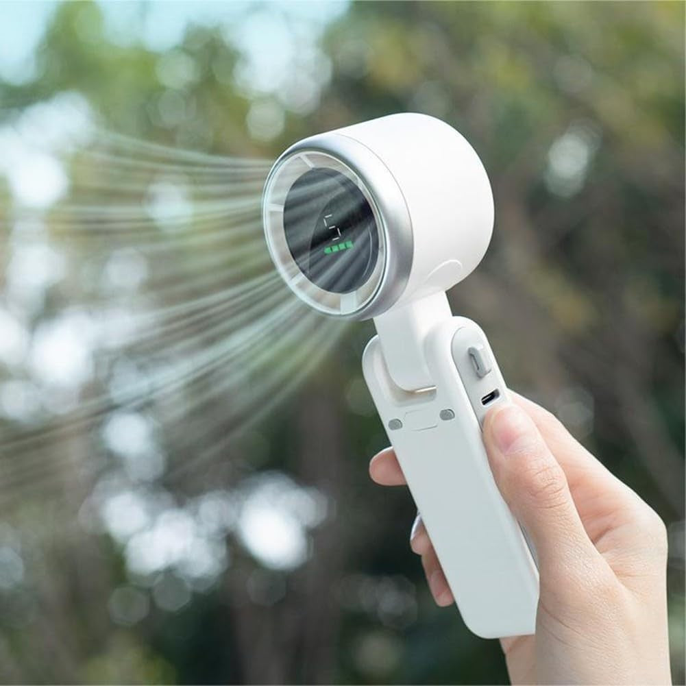 Mini Ventilator Portabil Maison Elise – 5 Trepte de Viteză, Afișaj Digital, Încărcare USB-C, Ultra Silențios, 180° Reglabil, 200g – Negru, Alb sau Verde