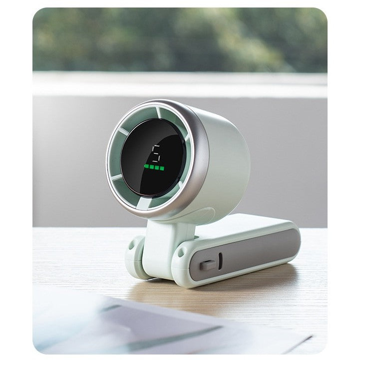 Mini Ventilator Portabil Maison Elise – 5 Trepte de Viteză, Afișaj Digital, Încărcare USB-C, Ultra Silențios, 180° Reglabil, 200g – Negru, Alb sau Verde