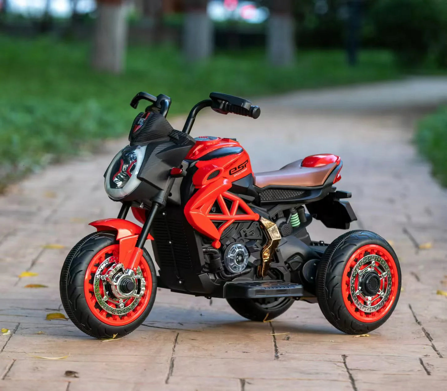 Motocicleta electrica copii 2MOTO 12V, 3 roti, control ghidon+acceleratie, BT si USB