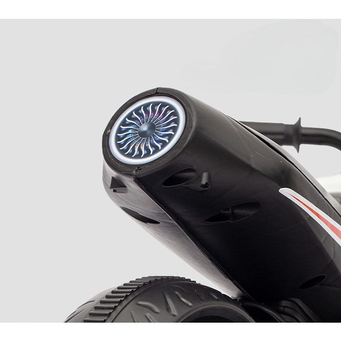 MOTOCICLETA ELECTRICA CU 2 ROTI MARI SI 2 ROTI AJUTATOARE, ACUMULATOR INCARCARE, ANTI-RASTURNARE, LUMINI, MUZICA, MOTOR:380, BATERIE 6V4.5, 41.5X70X34 CM, 4.5 KG, 3 ANI+, VERDE NEGRU