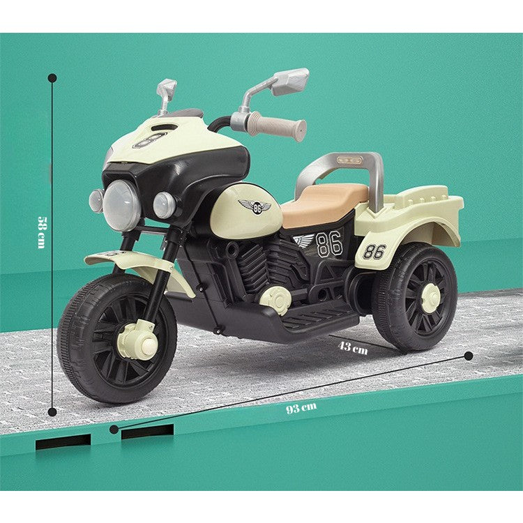 Motocicleta Electrica cu acumulator , sistem anti-rasturnare, lumini, muzica si cutie de depozitare , culoare Bej