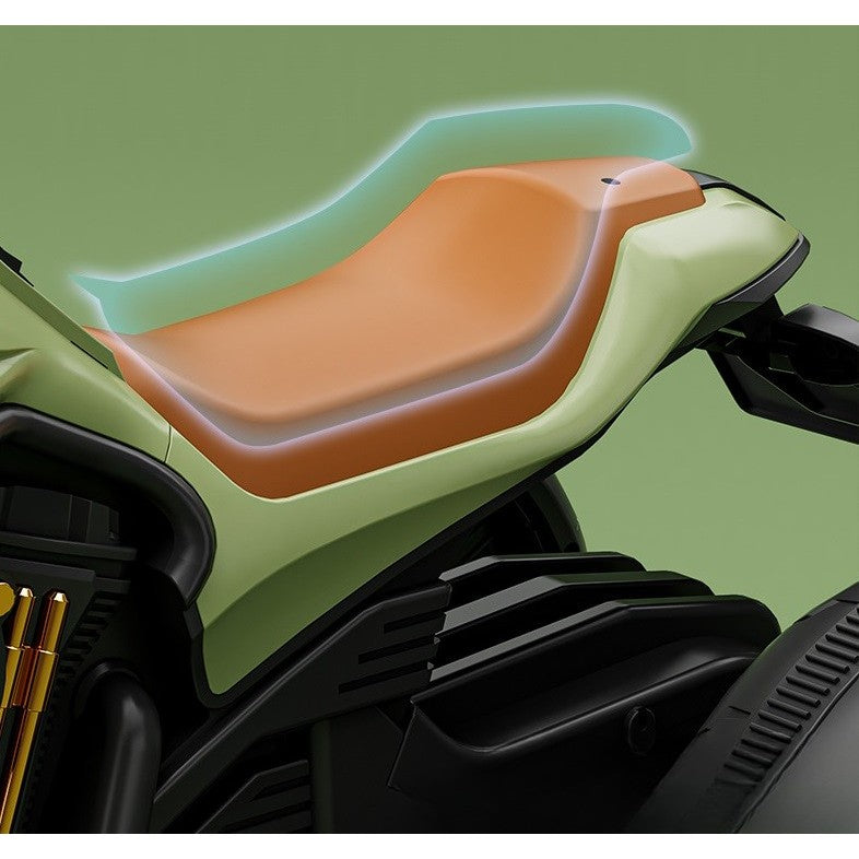 MOTOCICLETA ELECTRICA CU ACUMULATOR, TELECOMANDA, BLUETOOTH, SISTEM ANTI-RASTURNARE, SISTEM DE LUMINI SI SUNET, 1-8 ANI, 93 X 48 X 63 CM, VERDE