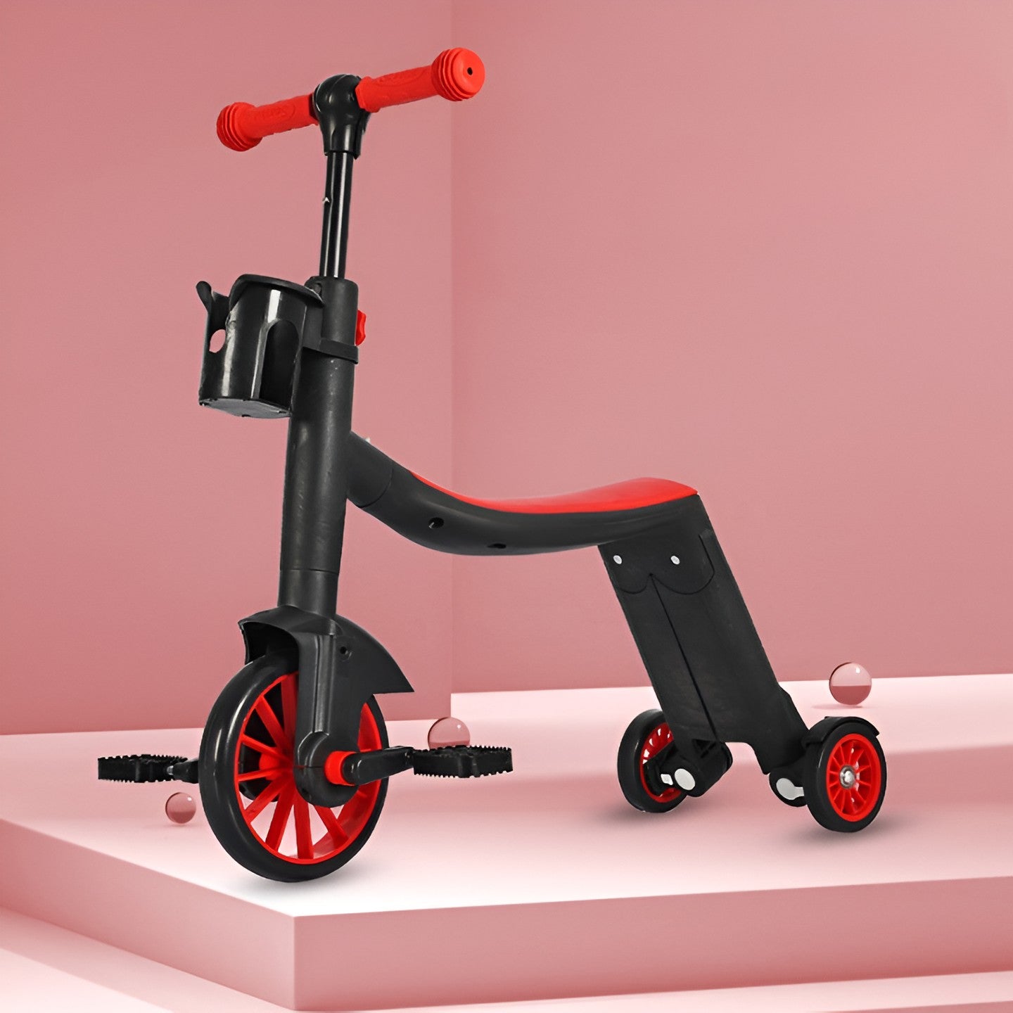 Bicicleta 8 in 1, Multifunctionala, Reglare Inaltime, cu Maner de Impingere Detasabil, Tricicleta, Trotineta, 3 Roti, Pedale, Cosulet, 3-6 Ani