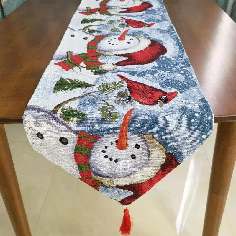 Napron Decorativ pentru Masă Model Oameni de Zăpadă