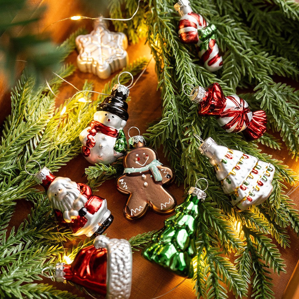 Set 9 Decorațiuni de Crăciun, din Sticlă, 5 cm, Multicolor