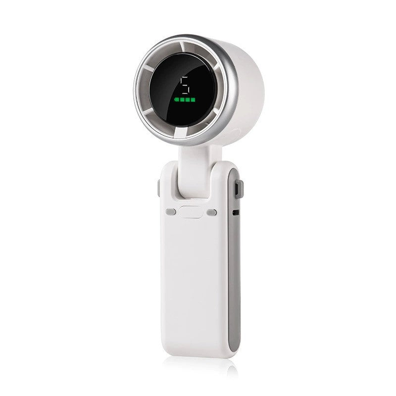 Mini Ventilator Portabil Maison Elise – 5 Trepte de Viteză, Afișaj Digital, Încărcare USB-C, Ultra Silențios, 180° Reglabil, 200g – Negru, Alb sau Verde