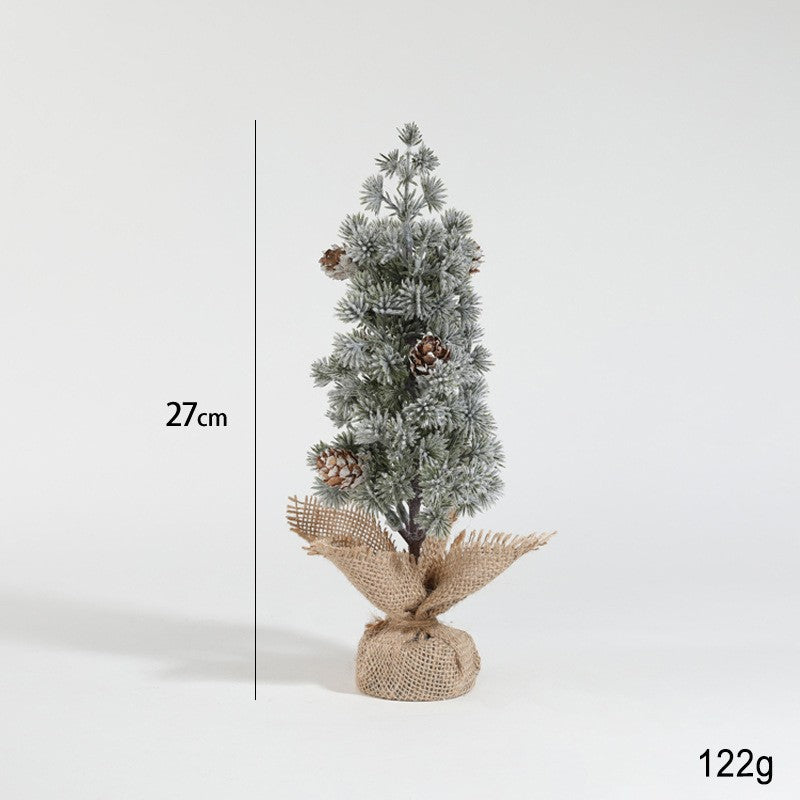 Ornament de Decor Model Brad de Craciun de Dimensiuni Mici cu Fulgi Albi, 27cm