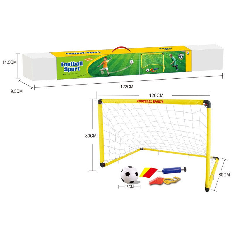 Set Poarta de Fotbal pentru copii 80x120 cm, Minge , Cartonase , Pompa, Fluier - Galben