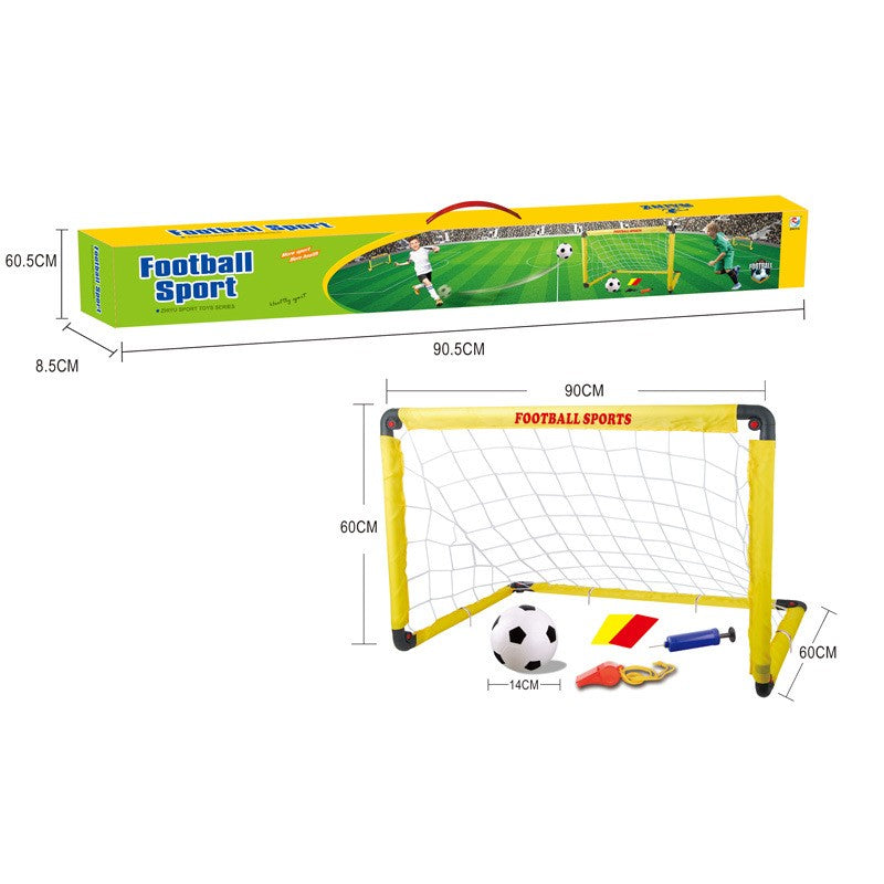 Set Poarta de Fotbal pentru copii 45x60 cm, Minge , Cartonase , Pompa, Fluier - Galben