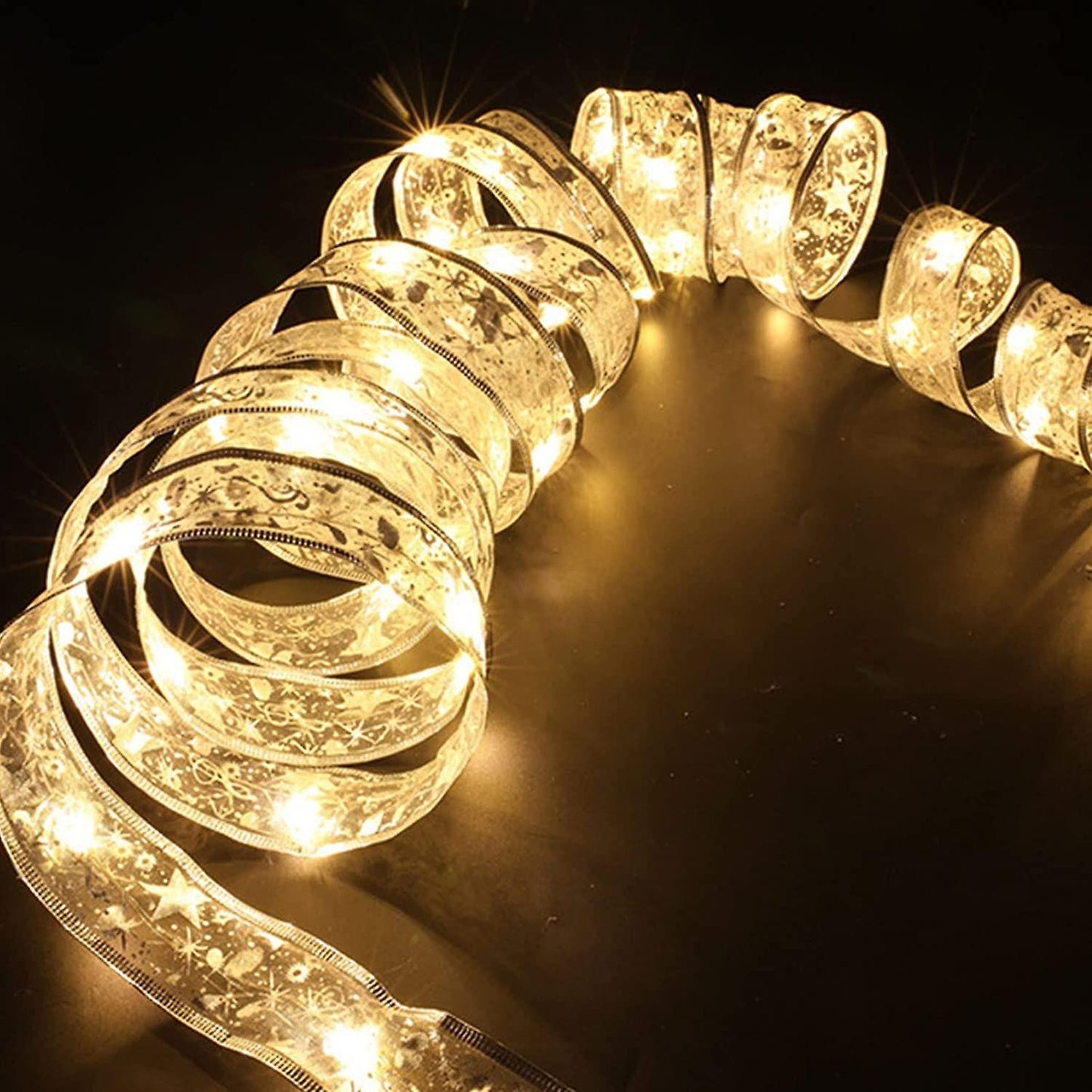 Panglică LED de Crăciun Aurie, lungime 10 m , 100 LED-uri, Alb Cald