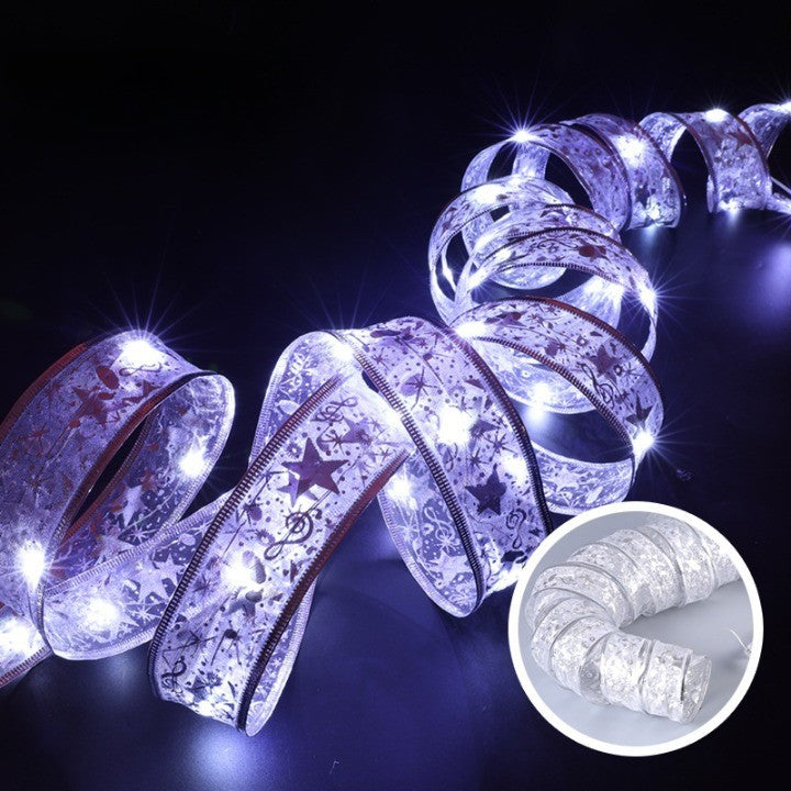 Panglică LED de Crăciun Aurie, lungime 4 m, 40 LED-uri, Baterii, Alb Rece