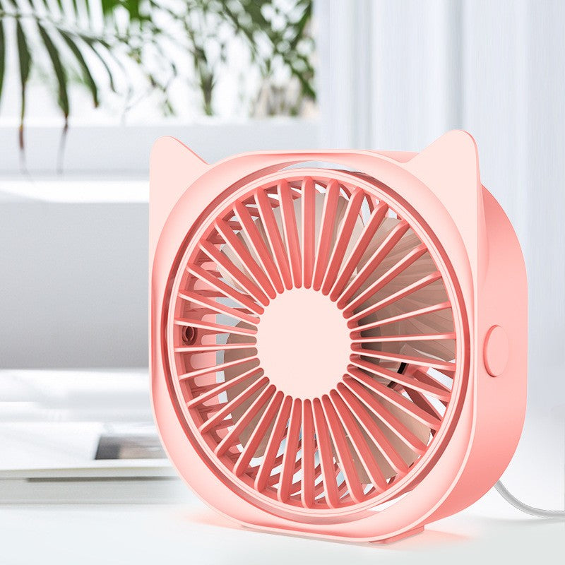 Mini Ventilator USB Maison Elise – Design Pisicuță, Rotire 360°, Ultra Silențios, Roz Pastel