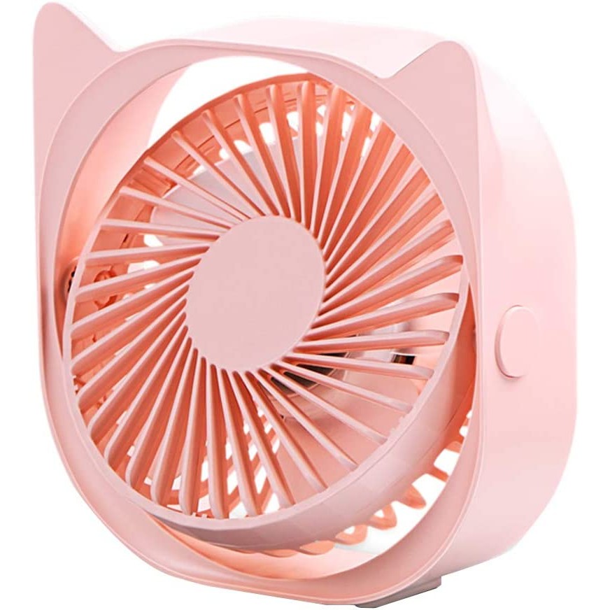 Mini Ventilator USB Maison Elise – Design Pisicuță, Rotire 360°, Ultra Silențios, Roz Pastel