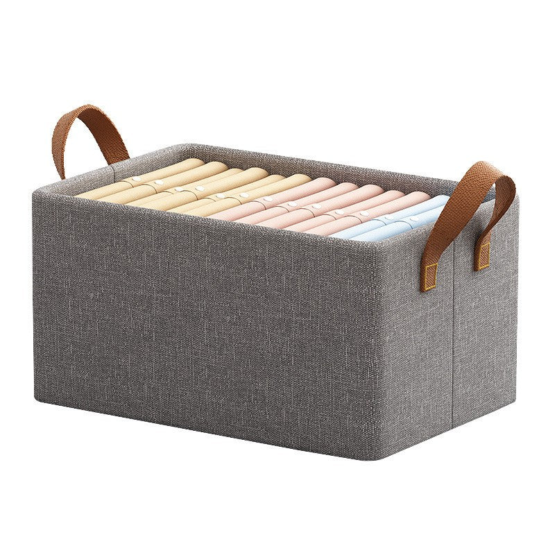 Cutie de Depozitare Tip Coș, Pliabilă, Material Textil, Maro, 35L