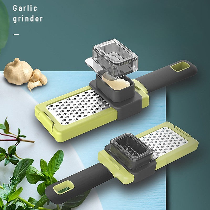 Răzătoare Multifuncțională, pentru Usturoi, Brânză, Cașcaval, 20.3 x 5.8 x 3.3 cm, Verde/Gri