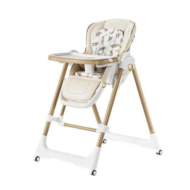 Scaun de Masă 2în1 cu Funcție de Legănare, pentru Copii 6 Luni – 4 Ani, Reglabil, Pliabil, cu Roti, Tăviță Dublă, Centură 5 Puncte, 96 x 56 x 76 cm
