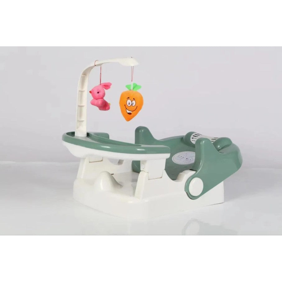 Scaun pentru Copii 2 in 1, pentru Servit Masa si pentru Baie, Multifunctional, Pliabil, Portabil, din Plastic, Spatar Reglabil, 58 x 39 cm, Verde Deschis