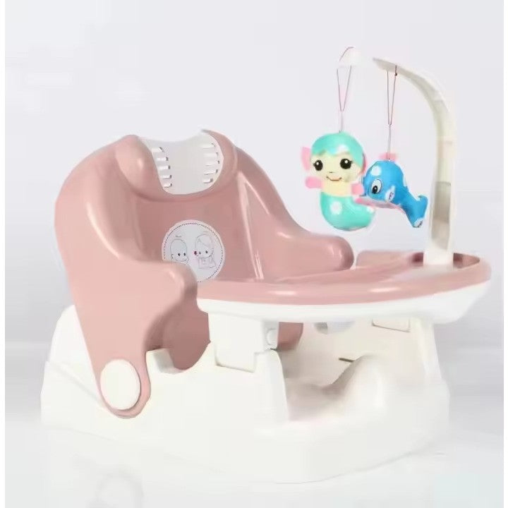 Scaun pentru Copii 2 in 1, pentru Servit Masa si pentru Baie, Multifunctional, Pliabil, Portabil, din Plastic, Spatar Reglabil, 58 x 39 cm, Roz