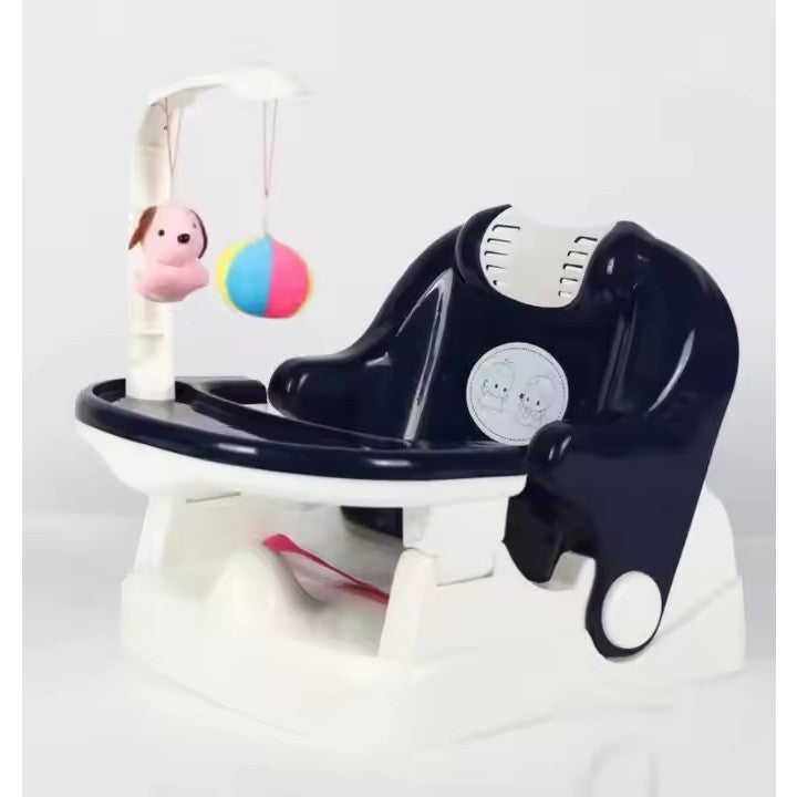 Scaun pentru Copii 2 in 1, pentru Servit Masa si pentru Baie, Multifunctional, Pliabil, Portabil, din Plastic, Spatar Reglabil, 58 x 39 cm, Albastru