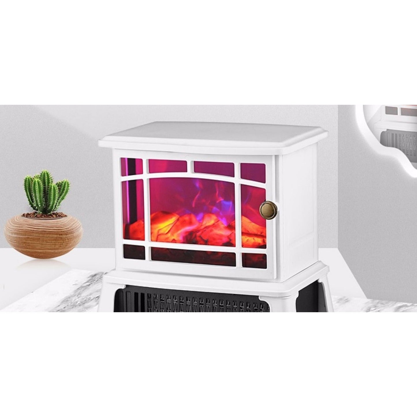 Șemineu electric cu efect de flacăra 1500W - Alb