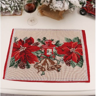 Șervețel Decorativ pentru Masă Tematică Crăciun, Model Crăciunițe 43 x 34 cm, Roșu