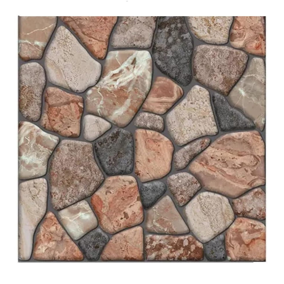 Set 10 Placi tapet autocolant 3D cu imitație de piatra - cărămiziu 30x30 cm