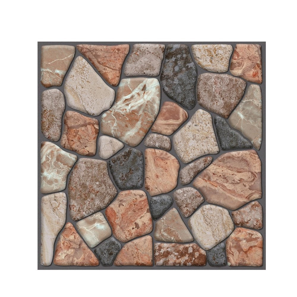 Set 10 Placi tapet autocolant 3D cu imitație de piatra - cărămiziu 30x30 cm