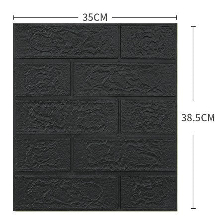 Set 10 Placi tapet autocolant 3D cu imitație de cărămidă - NEGRU 35x38 cm