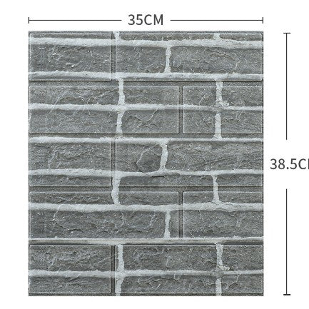 Set 10 placi tapet autoadezive 3D din polietilenă cu imitație de cărămidă gri 35x38cm, 1,33MP