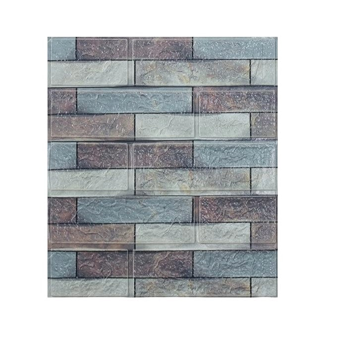 Set 10 Placi tapet autocolant 3D cu imitație de cărămidă - Multicolor 35x38 cm
