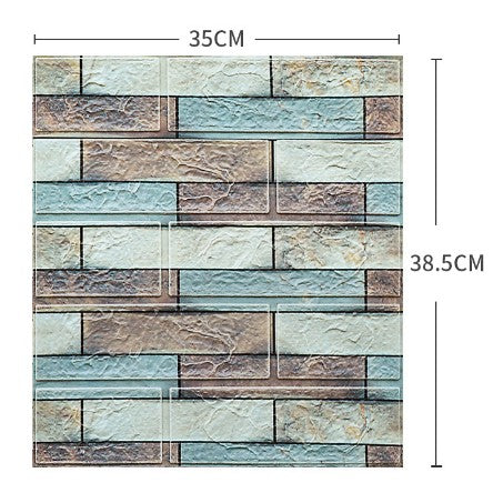 Set 10 Placi tapet autocolant 3D cu imitație de cărămidă - Multicolor 35x38 cm