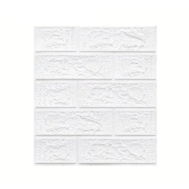 Set 10 placi tapet autoadezive 3D cu imitație de cărămidă alba 35x38cm